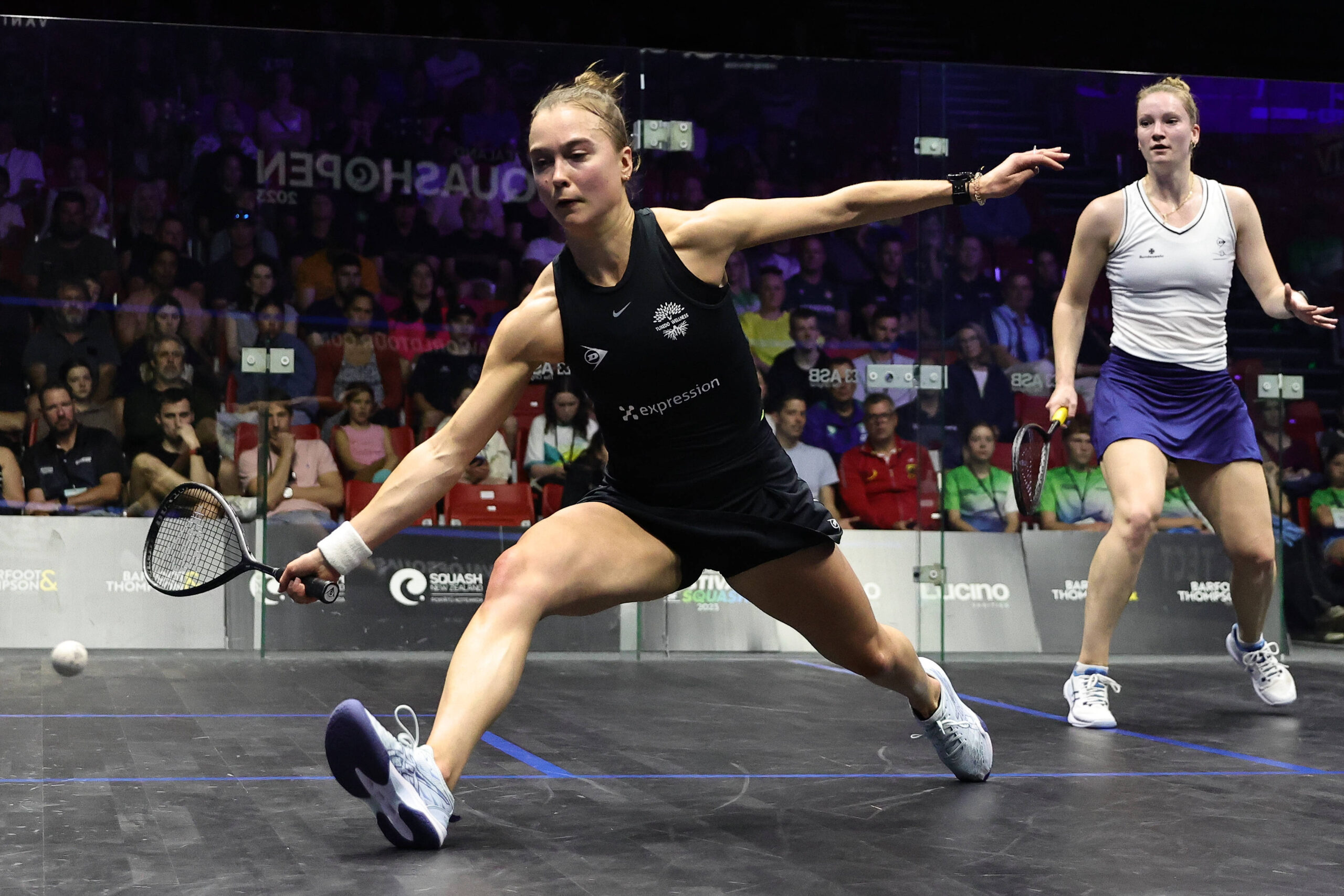 PSA World Tour NZ Squash Open round 2 Tinne Gilis during the PSA World Tour NZ Squash Open round 2 at Mercury Baypark Arena in Tauranga, New Zealand on Thursday December 07, 2023. Tauranga Mercury Baypark Arena BOP New Zealand Copyright: xAaronxGillionsx 20231207SquashR2_010